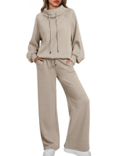 🎄Christmas Clearance 🔥 Women's Oversized Two-Piece Round Neck Drawstring Sweatshirt Wide Leg Sweatpants Casual Suit