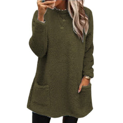 🔥LAST DAY 50% OFF🔥 Women's Long Sleeve Pocket Plush Sweatshirt