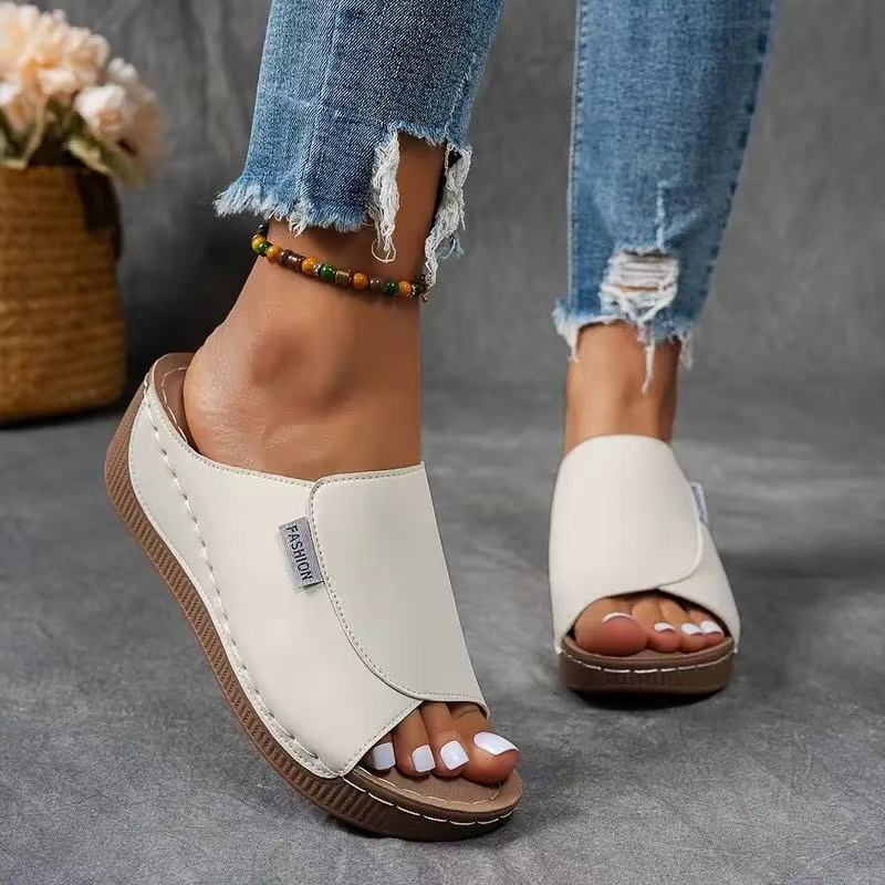 Comfortable Slides with Arch Support - Women's Plain Breathable Sandals