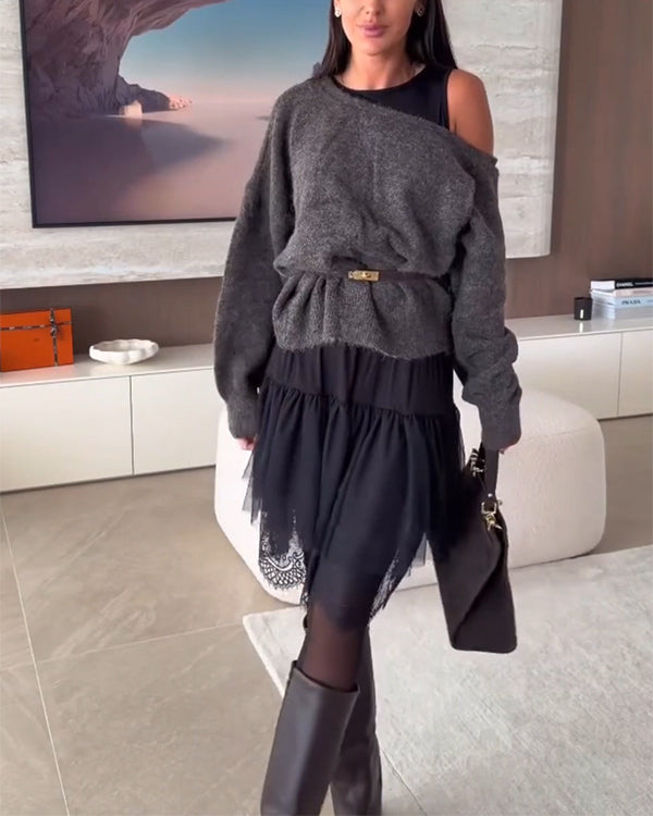 Shoulder Loose Fit Sweater
