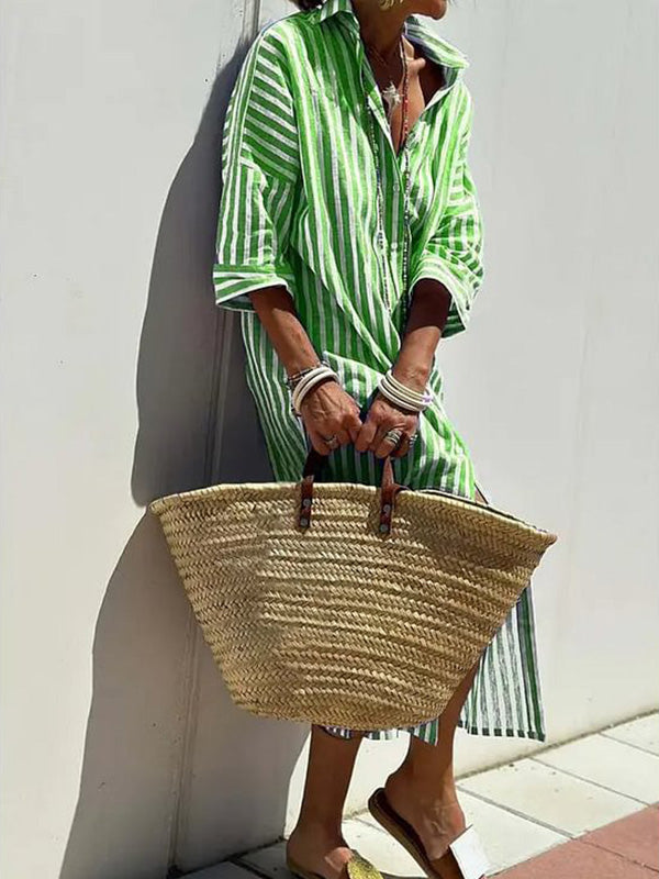 Classic Striped Summer Shirt Dress
