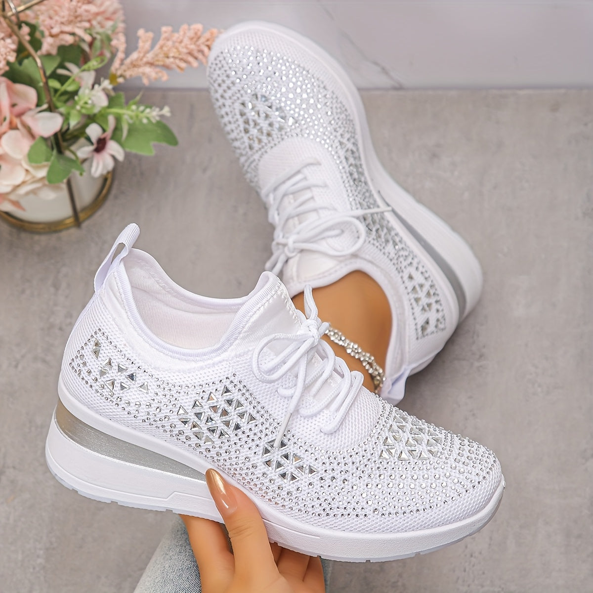 🔥Last Day Promotion 70% OFF - Women's Casual Fashion Breathable Rhinestone-Embellished Orthopaedic Sneakers