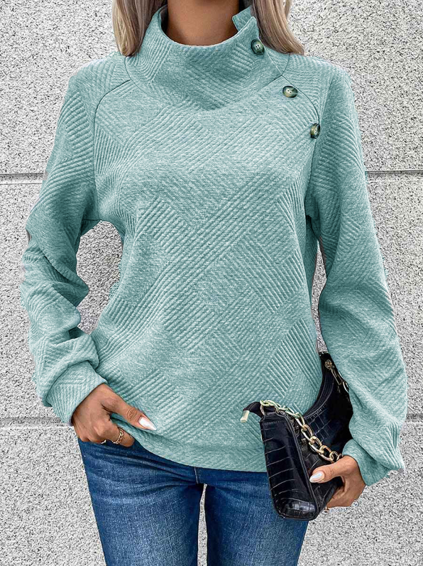 🎄Weihnachts-SALE🔥Damen High Neck Sweatshirt mit speziellen Knöpfen