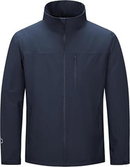 Outdoor Ventures Mens Lightweight Jacket Waterproof Softshell Jackets with Velvet Lined Stand Collar Windbreaker for Hiking Running Cycling Golf