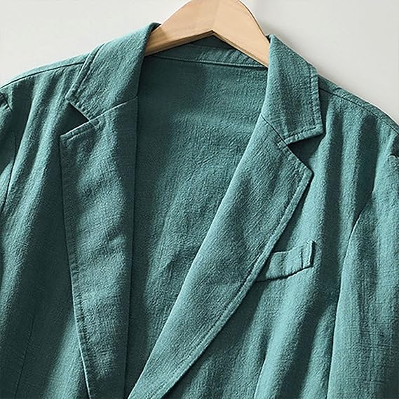 Herren-Leinenjacke Freizeitanzug Zwei-Knopf-Sakko leicht Slim Fit sportlich