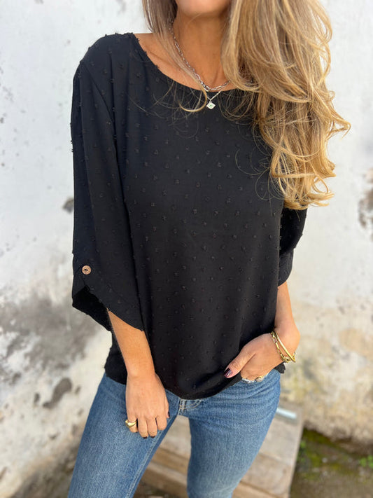 CLEARANCE SALE🔥 Round Neck Embroidered Large Cuffs Casual Shirt