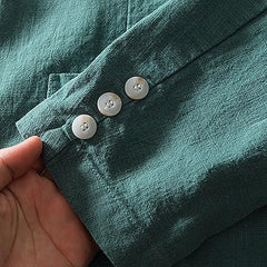Men's Linen Jacket Leisure Suit Two Button Lightweight Sports Coats Slim Fit Sporty