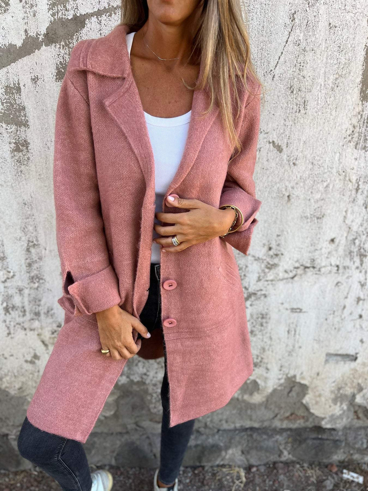 CLEARANCE SALE🔥 Casual Lapel Wool Single Breasted Long Coat- 48% OFF