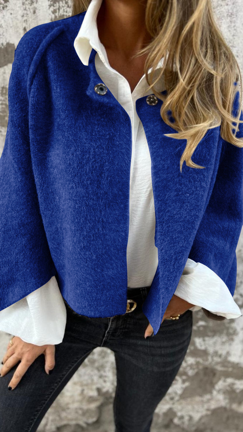 NEW IN- 50% OFF🔥Women's Cotton Woolen Round Neck Woolen Long Sleeve Coat