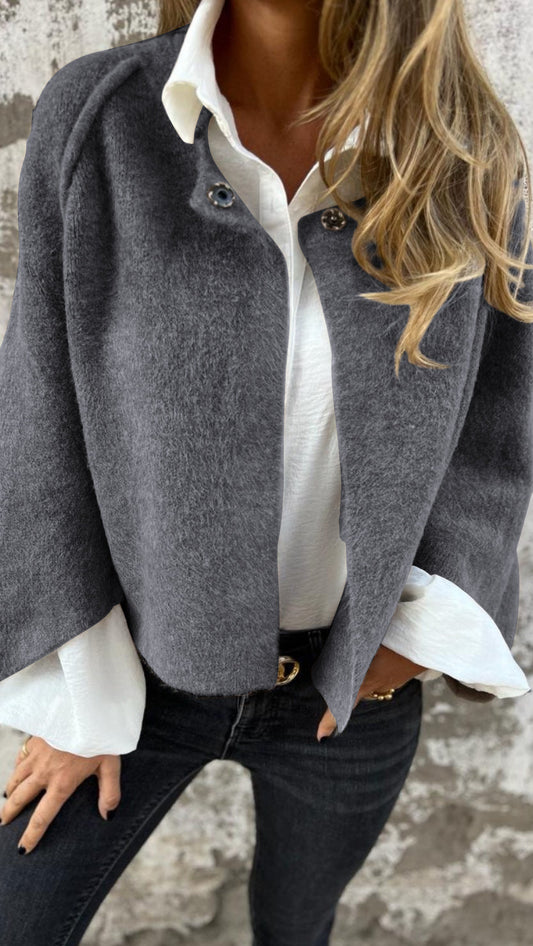 NEW IN- 50% OFF🔥Women's Cotton Woolen Round Neck Woolen Long Sleeve Coat
