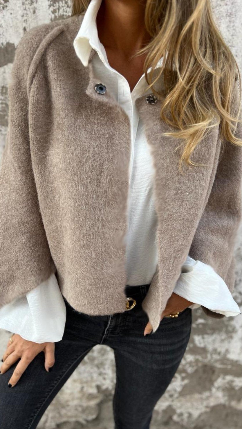 NEW IN- 50% OFF🔥Women's Cotton Woolen Round Neck Woolen Long Sleeve Coat