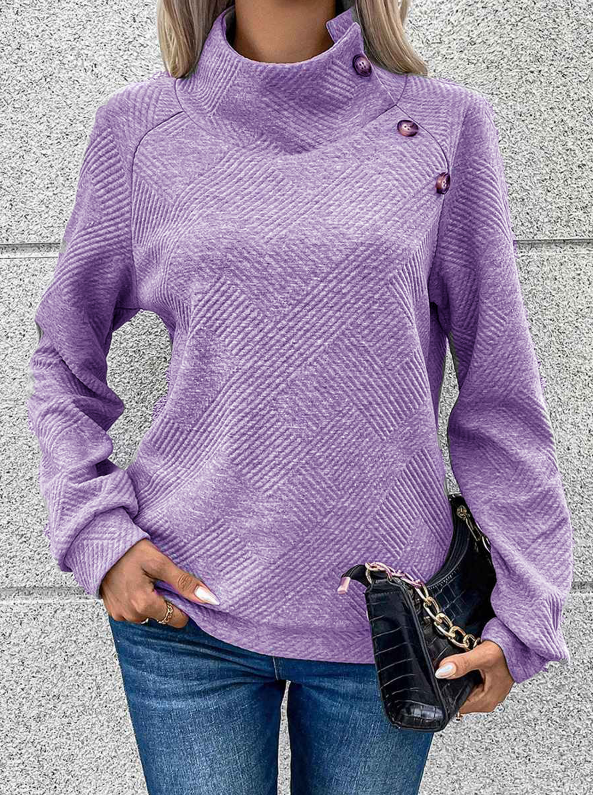 🎄Weihnachts-SALE🔥Damen High Neck Sweatshirt mit speziellen Knöpfen