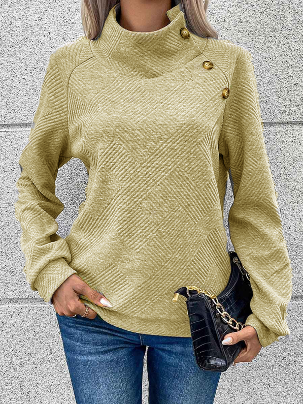 🎄Weihnachts-SALE🔥Damen High Neck Sweatshirt mit speziellen Knöpfen